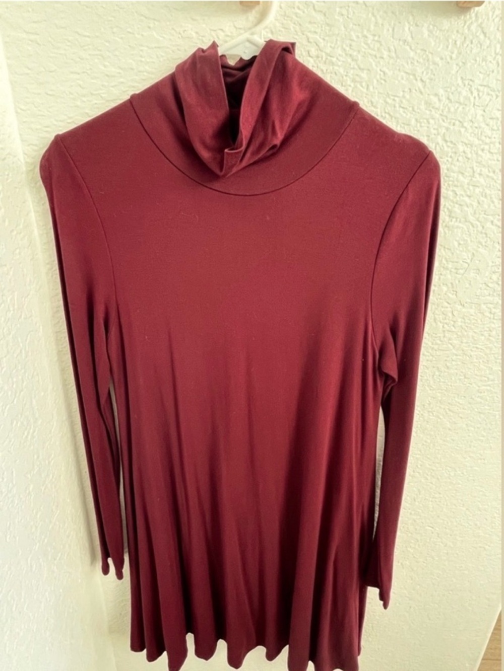 Lulu's Burgundy Long-Sleeve Cowl Turtleneck Swing Dress